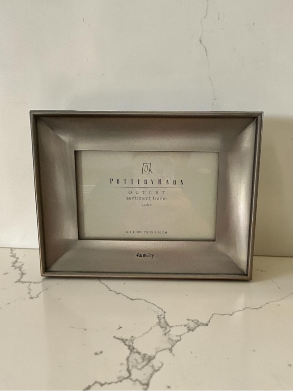 Pottery Barn Silver Metallic 'Family' Sentiment Frame 6x4in
